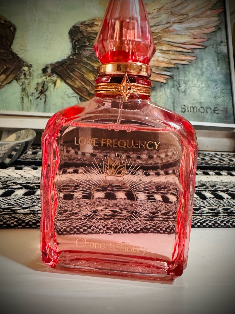 Charlotte Tilbury Pink Glass Love Frequency Decorative Bottle